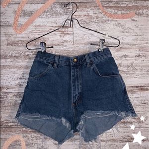 thrifted, high waisted denim shorts